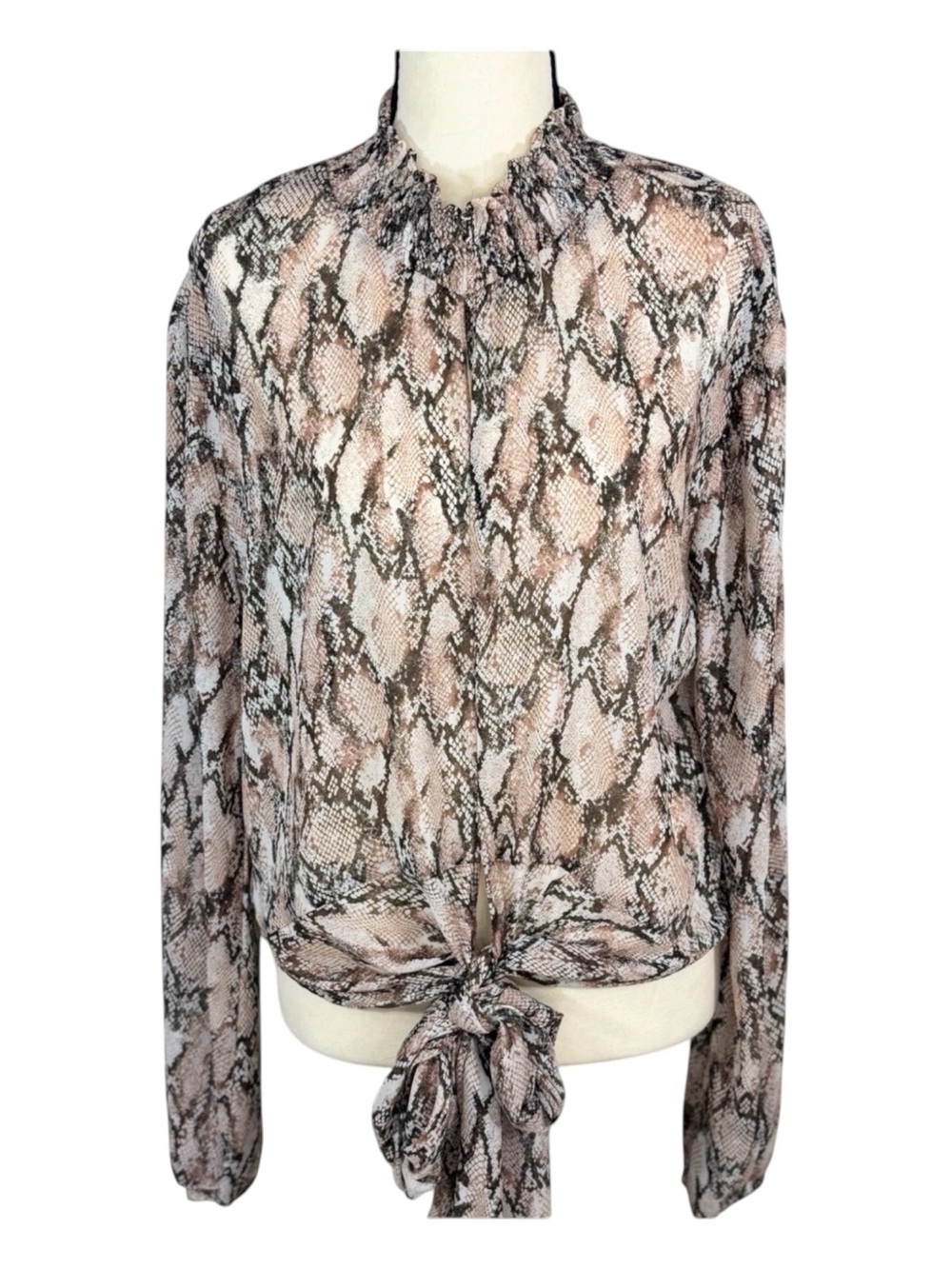 Altar’d State Snake Print Tie Front Blouse – Romantic Boho Chic Top